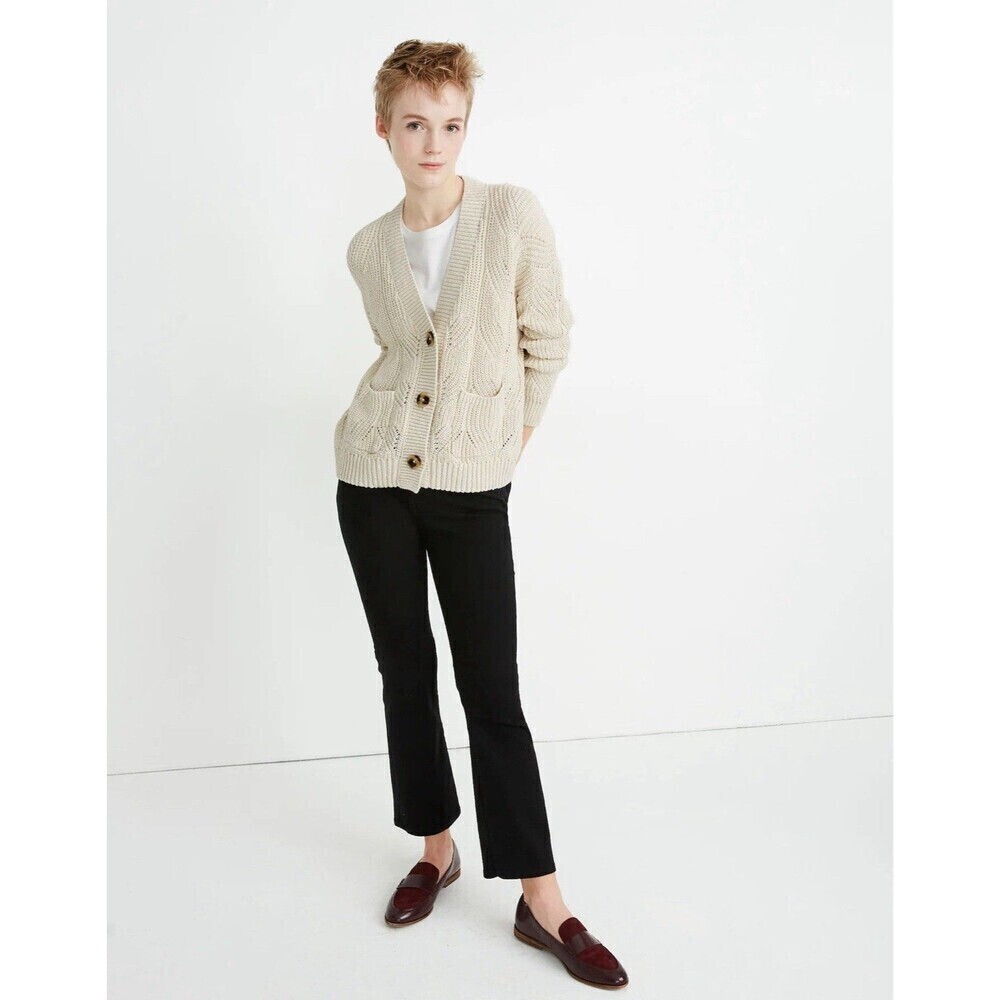 Madewell Womens Size XL Cotton Knit Hillview Cardigan Sweater Beige